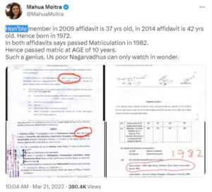 mahua moitra tweet nishikant dubey bjp tmc mp