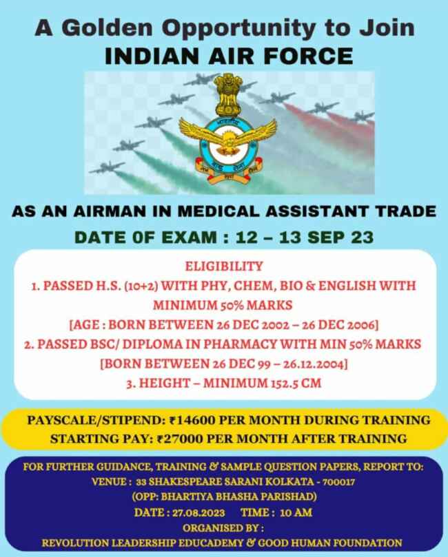 indian air force jobs medical assistance trade agniveer