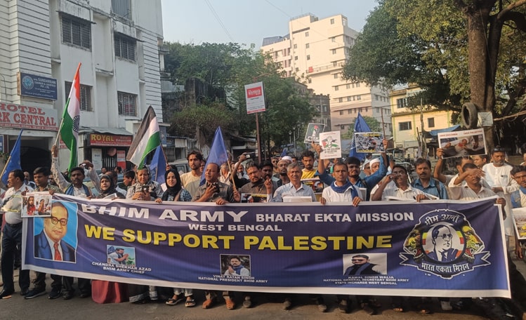 Amid Diwali, Bhim Army Protests Against Israel’s Genocide in Palestine