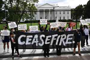 genocide in gaza palestine palestinian protest before White House, America